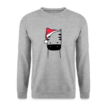 Zebra Weihnachtsmütze Weihnachten Süß Xmax - Unisex Pullover - Weißgrau meliert - Vorne - Alina (178cm) & Michal (187cm)