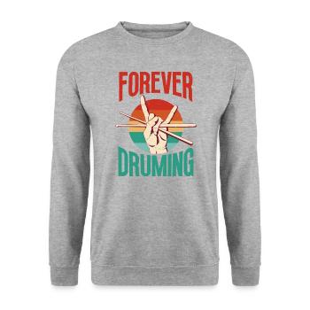 Forever Druming Motivational Saying with Drumstick - Unisex Sweatshirt - salt & pepper - Front - Alina (178cm) & Michal (187cm)