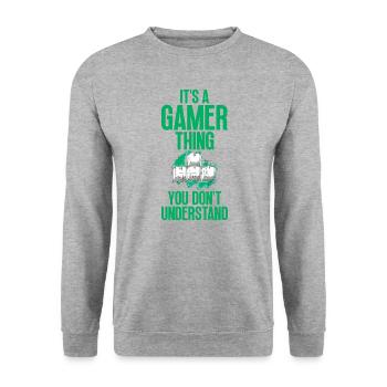 Es Ist Eine Gamer-sache, Die Sie Nicht Verstehen. - Unisex Pullover - Weißgrau meliert - Vorne - Alina (178cm) & Michal (187cm)