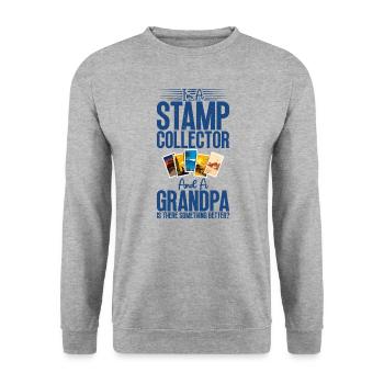 Stamp collector-grandpa stamps, The - Unisex Sweatshirt - salt & pepper - Front - Alina (178cm) & Michal (187cm)