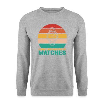 Distrait par les collectionneurs de montres, les graphiques - Sweat-shirt Unisexe - gris chiné - Devant - Alina (178cm) & Michal (187cm)