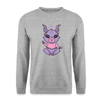 Kawaii Pastel Goth Pentacle Baphomet Anime Gothic - Unisex Sweatshirt - salt & pepper - Front - Alina (178cm) & Michal (187cm)