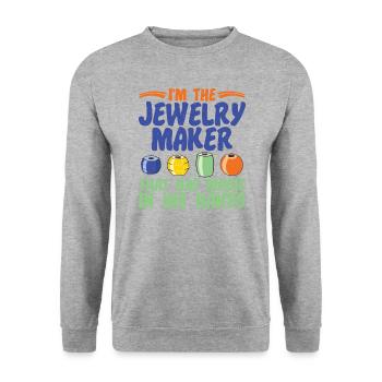 Je suis un expert en fabrication de bijoux - Sweat-shirt Unisexe - gris chiné - Devant - Alina (178cm) & Michal (187cm)