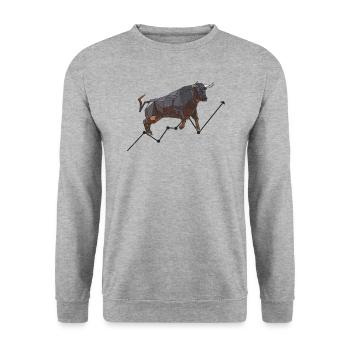 Bull in Stock Market Climbing like a - Unisex Sweatshirt - salt & pepper - Front - Alina (178cm) & Michal (187cm)