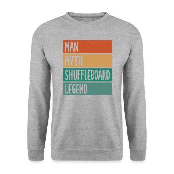 Man Mythos Shuffleboard Legend Shuffleboarding - Sweat-shirt Unisexe - gris chiné - Devant - Alina (178cm) & Michal (187cm)