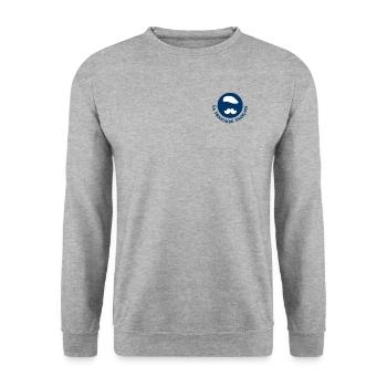 La Moustache Française - Bleu / Blanc (cœur) - Sweat-shirt Unisexe - gris chiné - Devant - Alina (178cm) & Michal (187cm)