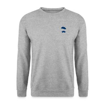 La Moustache Française - Classique épuré (cœur) - Sweat-shirt Unisexe - gris chiné - Devant - Alina (178cm) & Michal (187cm)