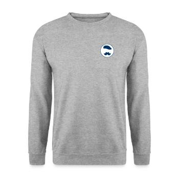La Moustache Française - Blanc/Bleu (cœur) - Sweat-shirt Unisexe - gris chiné - Devant - Alina (178cm) & Michal (187cm)