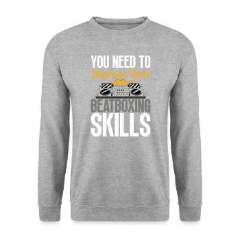 Verbessern Sie Ihre Beatboxing-fähigkeiten Beatbox - Unisex Pullover - Weißgrau meliert - Vorne - Alina (178cm) & Michal (187cm)