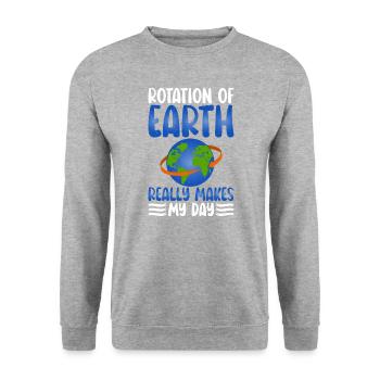 Die Rotation Der Erde Unterstützt Den Tag Der Erde - Unisex Pullover - Weißgrau meliert - Vorne - Alina (178cm) & Michal (187cm)