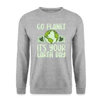 Planet It's Your Earth Day Support Tag Der Erde - Sweat-shirt Unisexe - gris chiné - Devant - Alina (178cm) & Michal (187cm)