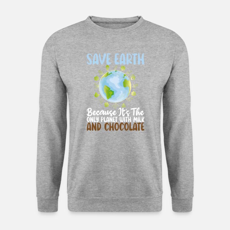 Planet Mit Milch Und Schokolade Unterstützt Den - Unisex Pullover - Weißgrau meliert