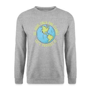 Let Only One Planet Leave Earth Day - Unisex Sweatshirt - salt & pepper - Front - Alina (178cm) & Michal (187cm)