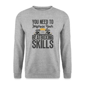 Verbessern Sie Ihre Beatboxing-fähigkeiten Beatbox - Unisex Pullover - Weißgrau meliert - Vorne - Alina (178cm) & Michal (187cm)