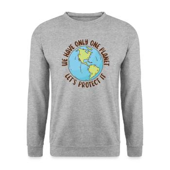 Let Only One Planet Leave Earth Day - Unisex Sweatshirt - salt & pepper - Front - Alina (178cm) & Michal (187cm)