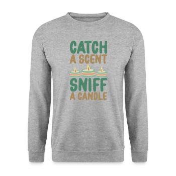 Catch Scent Sniff Candle Maker Candle Making Lover - Unisex Sweatshirt - salt & pepper - Front - Alina (178cm) & Michal (187cm)