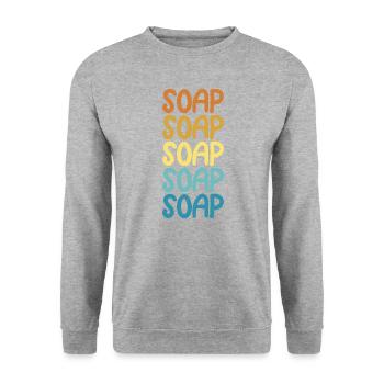 Retro Vintage Seifenmacher Seifenherstellung - Unisex Pullover - Weißgrau meliert - Vorne - Alina (178cm) & Michal (187cm)