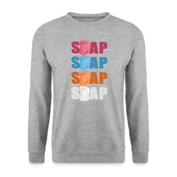 Retro Vintage Seifenmacher Seifenherstellung - Unisex Pullover - Weißgrau meliert - Vorne - Alina (178cm) & Michal (187cm)
