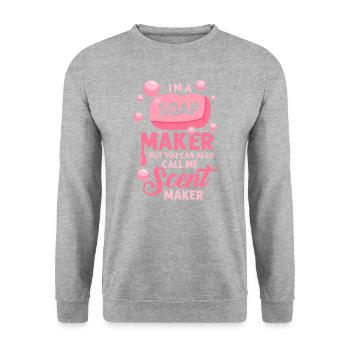 Ich Bin Scent Maker Soap Maker Soap Making Expert - Unisex Pullover - Weißgrau meliert - Vorne - Alina (178cm) & Michal (187cm)