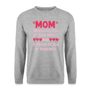 Maman est fière de la fête des mères - Sweat-shirt Unisexe - gris chiné - Devant - Alina (178cm) & Michal (187cm)