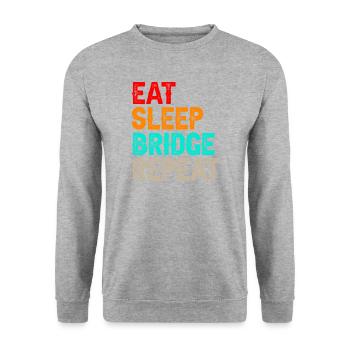 Eat Sleep Bridge Kartenspiel Bridge-spieler - Unisex Pullover - Weißgrau meliert - Vorne - Alina (178cm) & Michal (187cm)