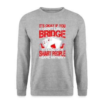 Bridge Smart People Sportkartenspiel Bridge - Unisex Pullover - Weißgrau meliert - Vorne - Alina (178cm) & Michal (187cm)
