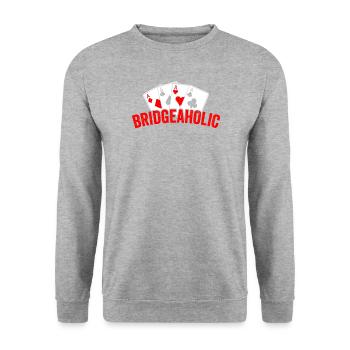 Bridgeaholic Bridge Kartenspiel Bridge Players - Unisex Pullover - Weißgrau meliert - Vorne - Alina (178cm) & Michal (187cm)