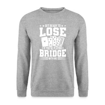 Bridge-kartenspiel Bridge-spieler Experte Für - Unisex Pullover - Weißgrau meliert - Vorne - Alina (178cm) & Michal (187cm)