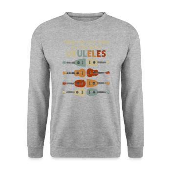 Liebe Ukulele Spieler Gitarre Hawaiianische Musik - Unisex Pullover - Weißgrau meliert - Vorne - Alina (178cm) & Michal (187cm)