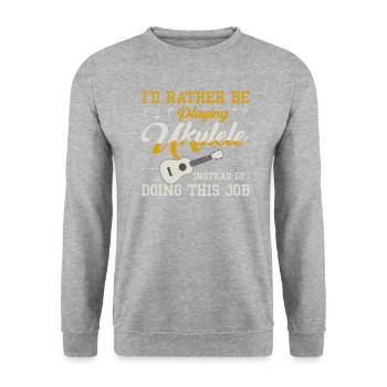 Spielen Ukulele Gitarrist Hawaiian Music Player - Unisex Pullover - Weißgrau meliert - Vorne - Alina (178cm) & Michal (187cm)