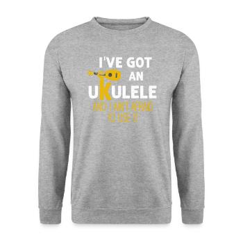 Joueur de ukulélé Guitare hawaïenne - Sweat-shirt Unisexe - gris chiné - Devant - Alina (178cm) & Michal (187cm)