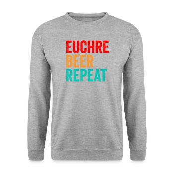 Euchre Beer Replay Card Game Euchre - Unisex Sweatshirt - salt & pepper - Front - Alina (178cm) & Michal (187cm)