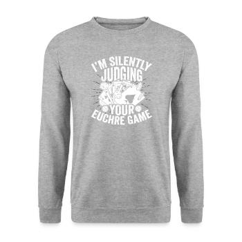 Juger silencieusement Euchre jeu de cartes Euchre Player - Sweat-shirt Unisexe - gris chiné - Devant - Alina (178cm) & Michal (187cm)