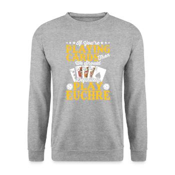 Cartes à jouer Jeu de cartes Euchre Joueurs d’Euchre - Sweat-shirt Unisexe - gris chiné - Devant - Alina (178cm) & Michal (187cm)