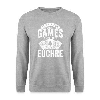 Euchre Jeu de cartes Euchre Players Expert Sports - Sweat-shirt Unisexe - gris chiné - Devant - Alina (178cm) & Michal (187cm)