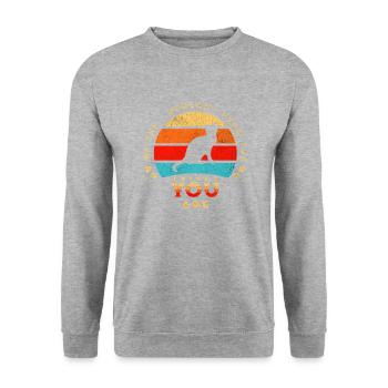 Sei die Person, für die dich Deine Katze hält - Unisex Pullover - Weißgrau meliert - Vorne - Alina (178cm) & Michal (187cm)