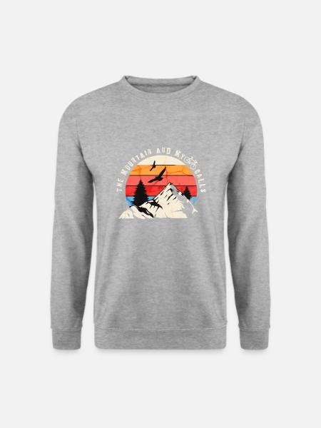 Der Berg und mein Bike Ruft - Unisex Pullover - Weißgrau meliert