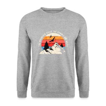 The mountain calls the summit beer awaits mountaineers, - Unisex Sweatshirt - salt & pepper - Front - Alina (178cm) & Michal (187cm)