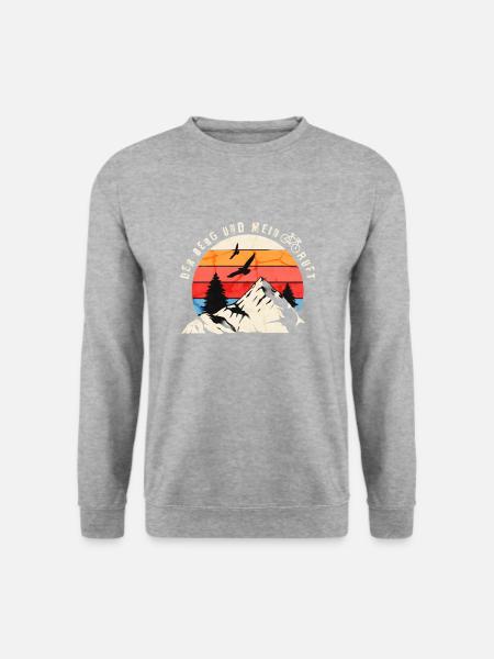 Der Berg und mein Bike Ruft - Unisex Pullover - Weißgrau meliert