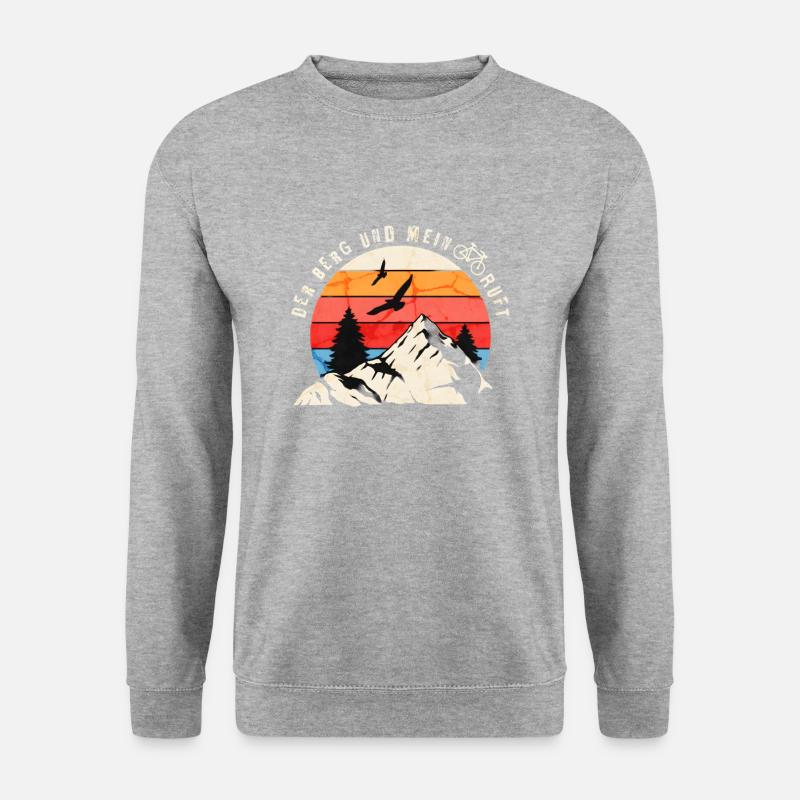 Der Berg und mein Bike Ruft - Unisex Pullover - Weißgrau meliert