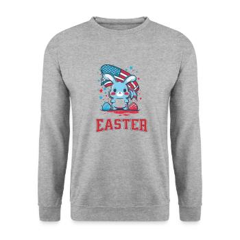 Funny Cute Happy Easter Bunny - Unisex Sweatshirt - salt & pepper - Front - Alina (178cm) & Michal (187cm)