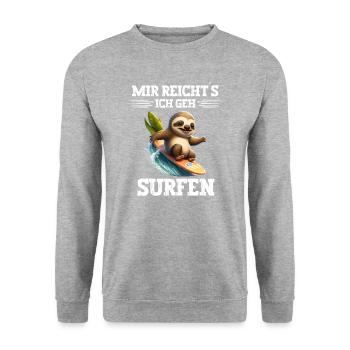 Mir reichts ich geh Surfen Windsurfer Spruch - Unisex Pullover - Weißgrau meliert - Vorne - Alina (178cm) & Michal (187cm)