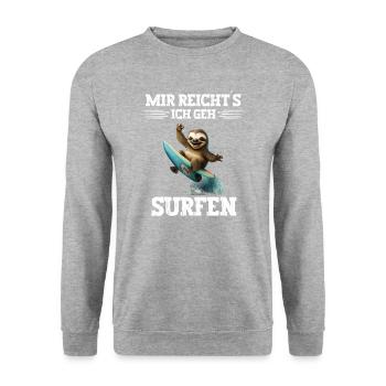 Mir reichts ich geh Surfen Windsurfer Spruch - Unisex Pullover - Weißgrau meliert - Vorne - Alina (178cm) & Michal (187cm)
