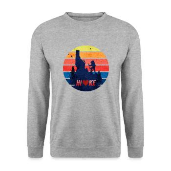The mountains call and I have to go mountaineer, wa - Unisex Sweatshirt - salt & pepper - Front - Alina (178cm) & Michal (187cm)