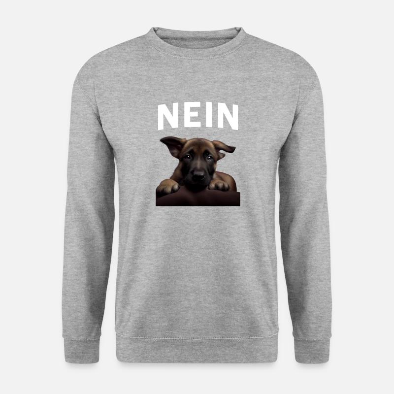 Statement Malinoi, Nö Fun, Einfach Nö, Nein - Unisex Pullover - Weißgrau meliert