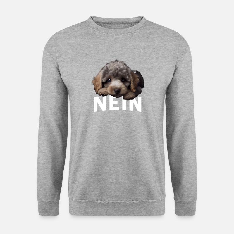 Statement Pudel, Nö Fun, Einfach Nö, Nein - Unisex Pullover - Weißgrau meliert