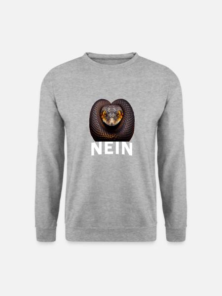 Statement Schlange, Nö Fun, Einfach Nö, Nein - Unisex Pullover - Weißgrau meliert