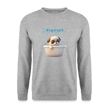 Funny Dog Motif Pet Dog Lingerie - Unisex Sweatshirt - salt & pepper - Front - Alina (178cm) & Michal (187cm)