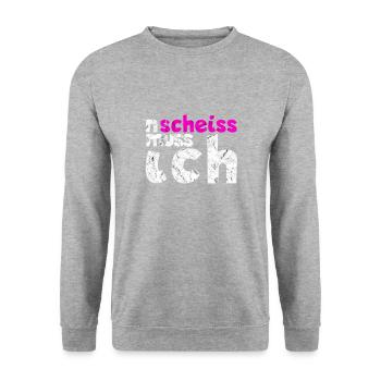 n scheiß muss ich tolle Sprüche für die Arbeit - Unisex Pullover - Weißgrau meliert - Vorne - Alina (178cm) & Michal (187cm)