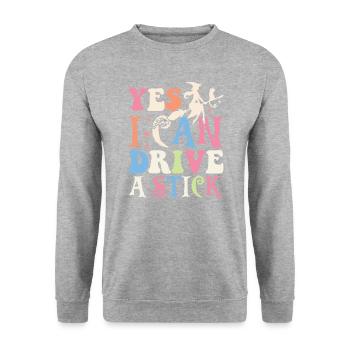 Costume d’Halloween - Oui, je peux être une sorcière du bâton - Sweat-shirt Unisexe - gris chiné - Devant - Alina (178cm) & Michal (187cm)